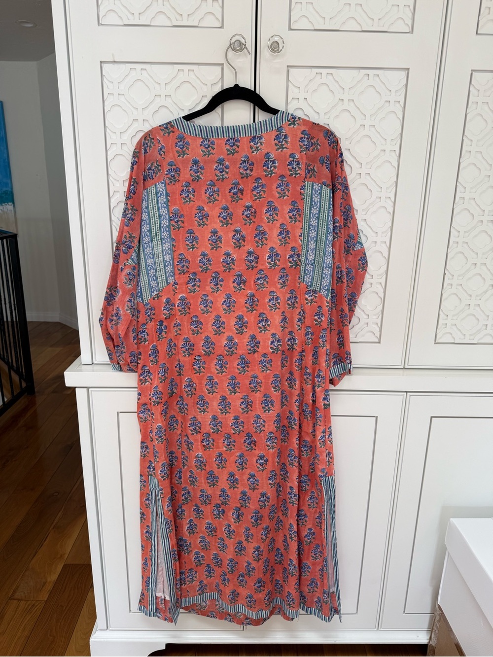 PACIFIC & ROSE Coral Blue Floral Printed Tunic Dress - Picture 3 of 4